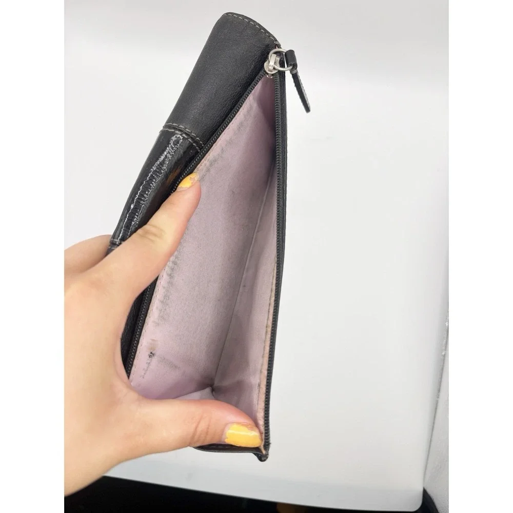Coach Authentic Black Leather Madison Wallet Large Retro Light Purple Interior